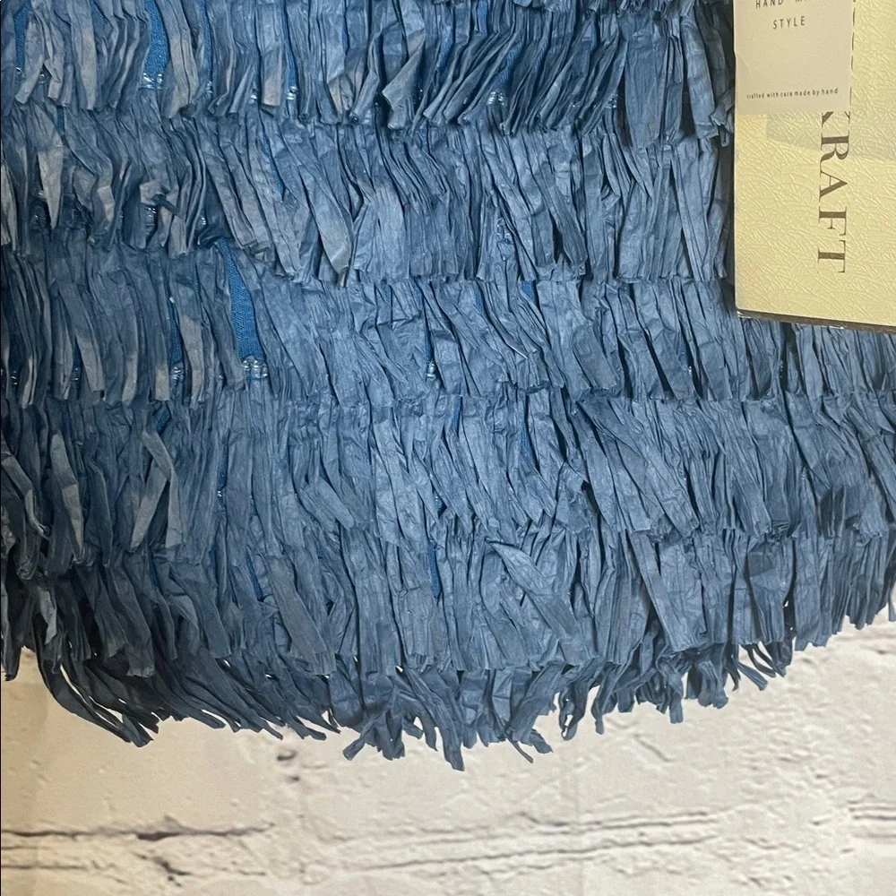 Antik Kraft Blue Fringe Handbag with Wooden Handle Brand New W/Tags - Picture 4 of 10